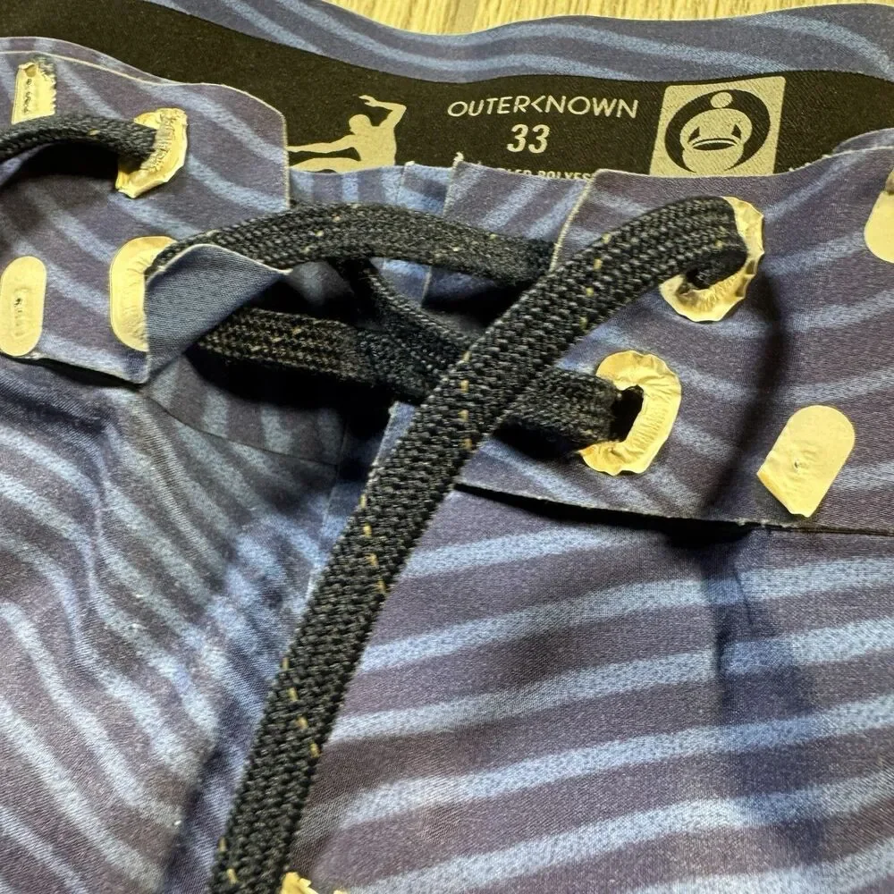 Outerknown Board Shorts Men’s 33 x 9 Blue Striped Stretch Skate Surfwear Beach